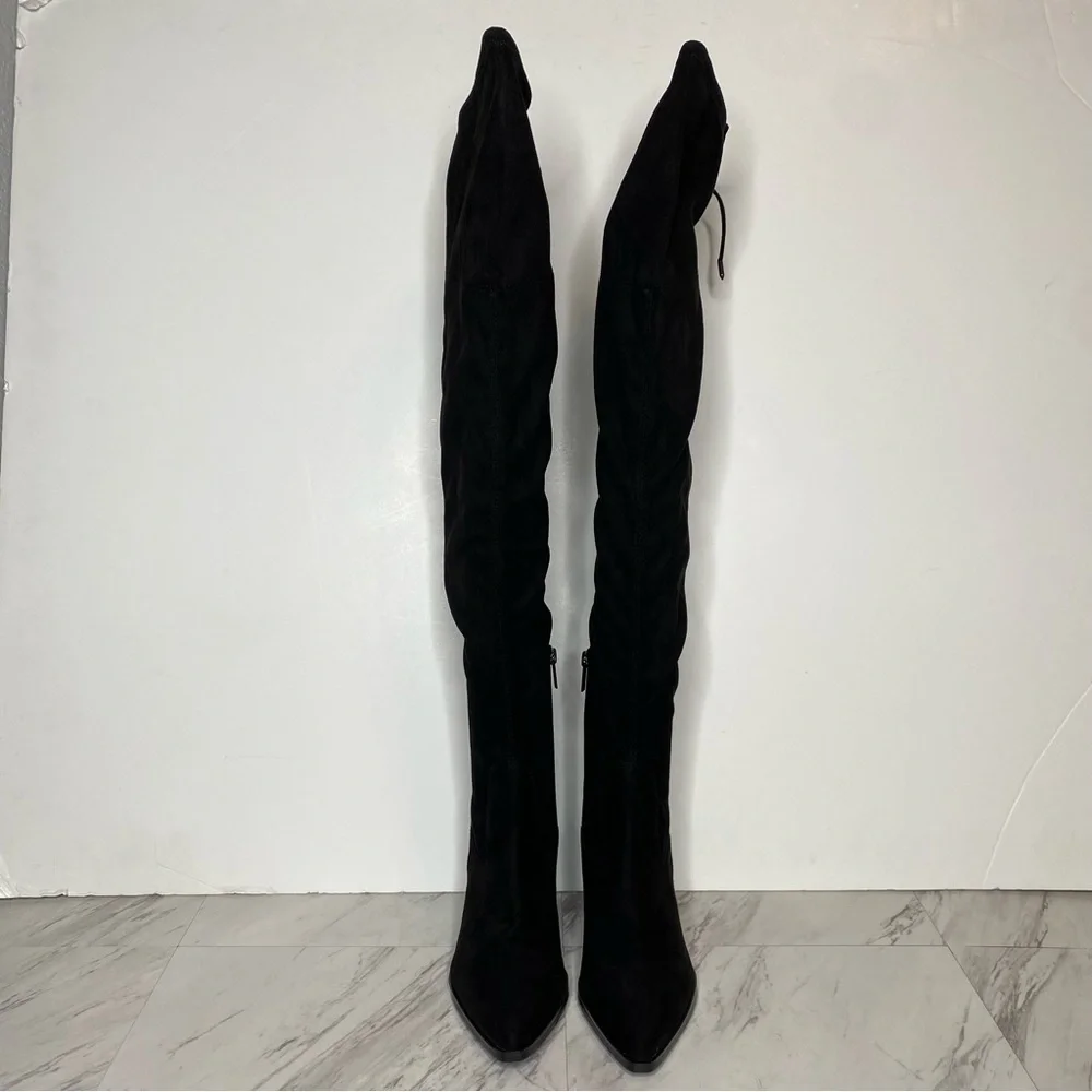 New! Marc Fisher Okun Black Pointy Toe Over the Knee Boot 8M